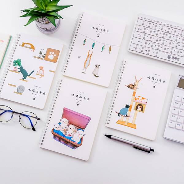 

1pc Random Cartoon Graphic Cover Notebook, Multicolor