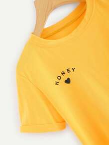 Letter Graphic Crop Tee - Yellow - View 3