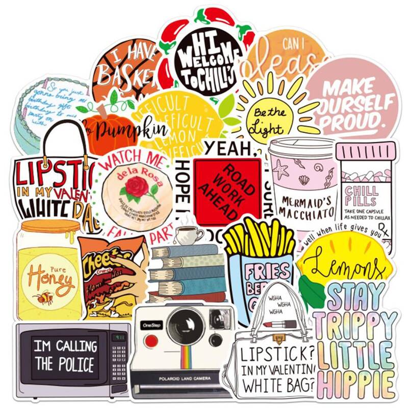 

100pcs Mixed Slogan Graphic Sticker, Multicolor
