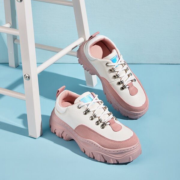 

Двухцветные кроссовки на платформе, Многоцветный