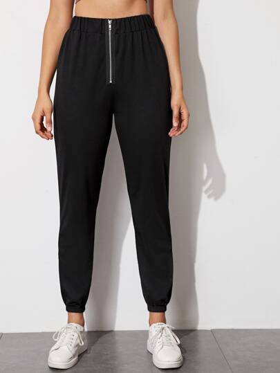 Solid Zip Front Sweatpants