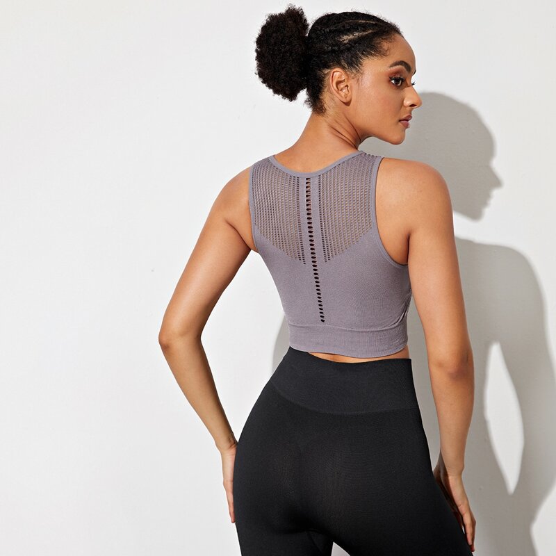 

Medium Support Hollow Out Sports Bra, Purple