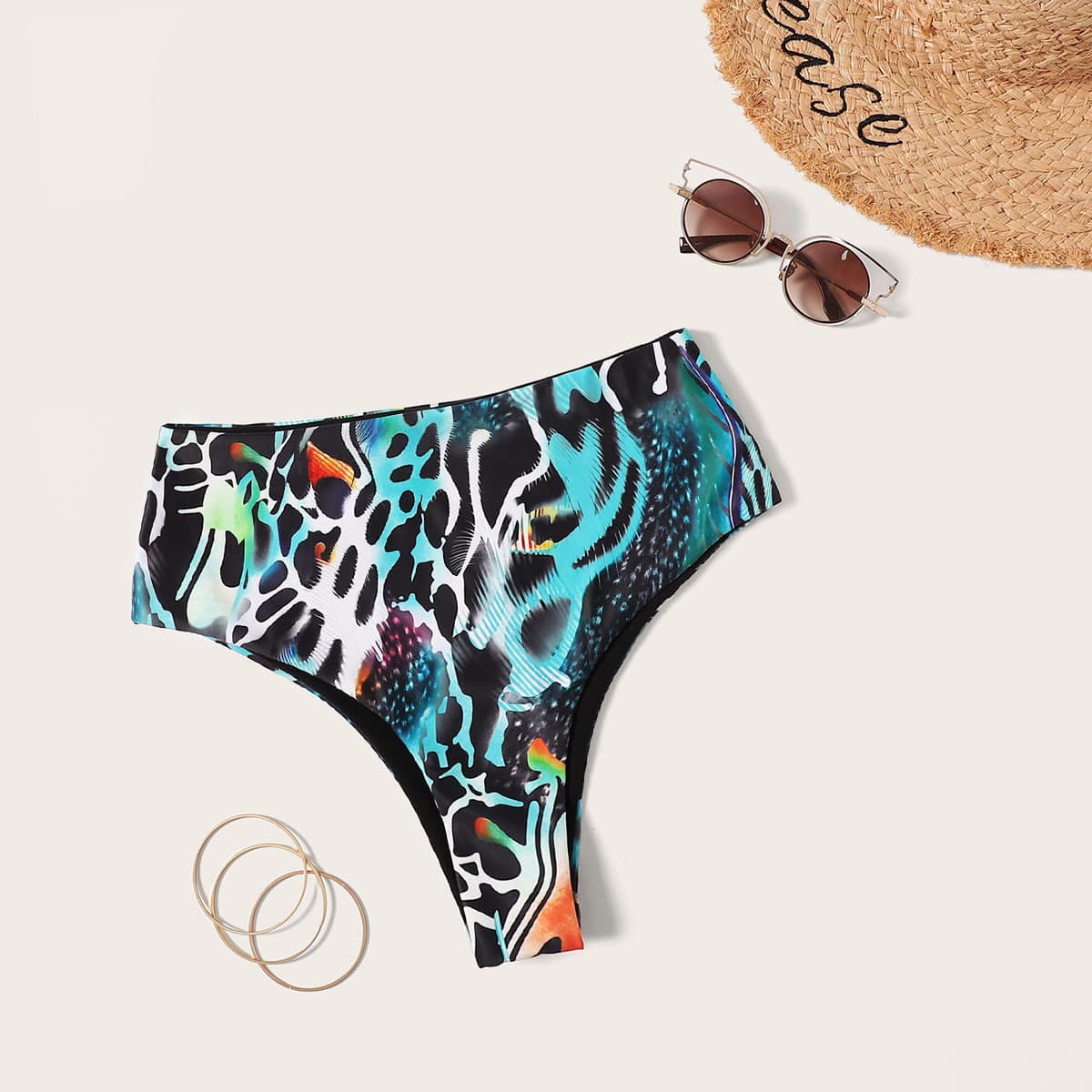 

High Waisted Random Animal Bikini Panty, Multicolor