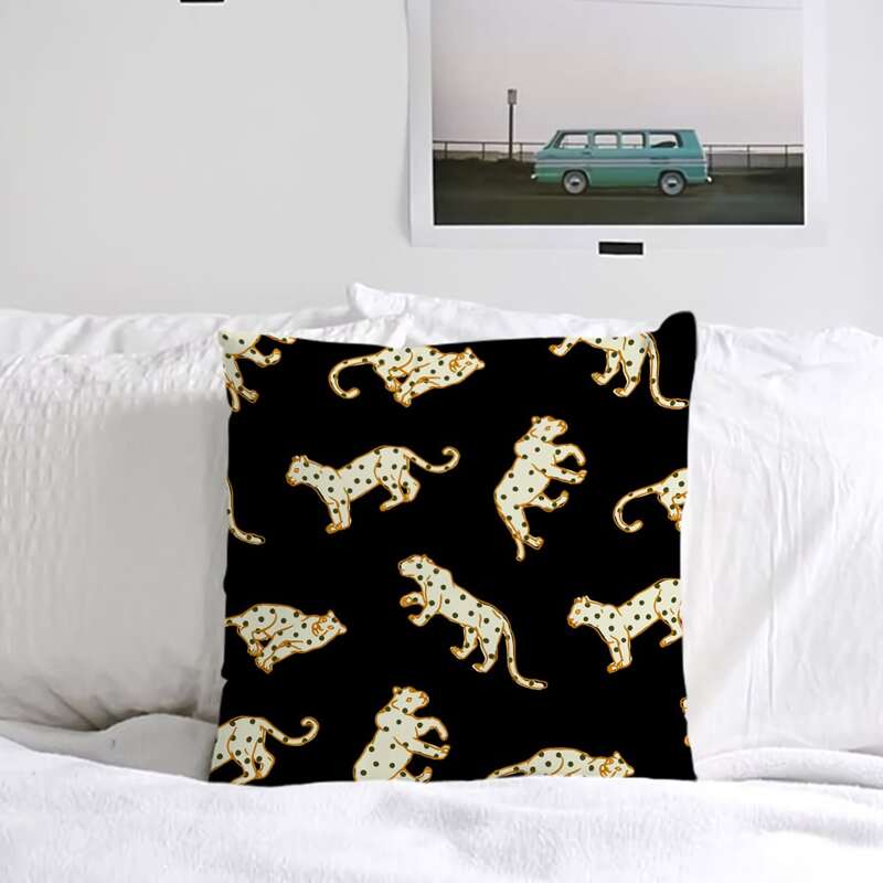 

Leopard Print Cushion Cover Without Filler, Black