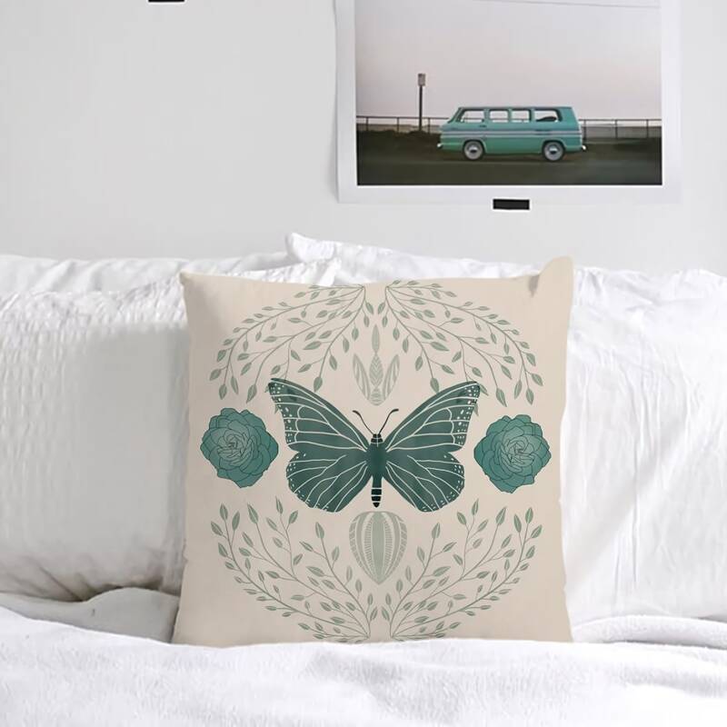 

Butterfly Print Cushion Cover Without Filler, Multicolor