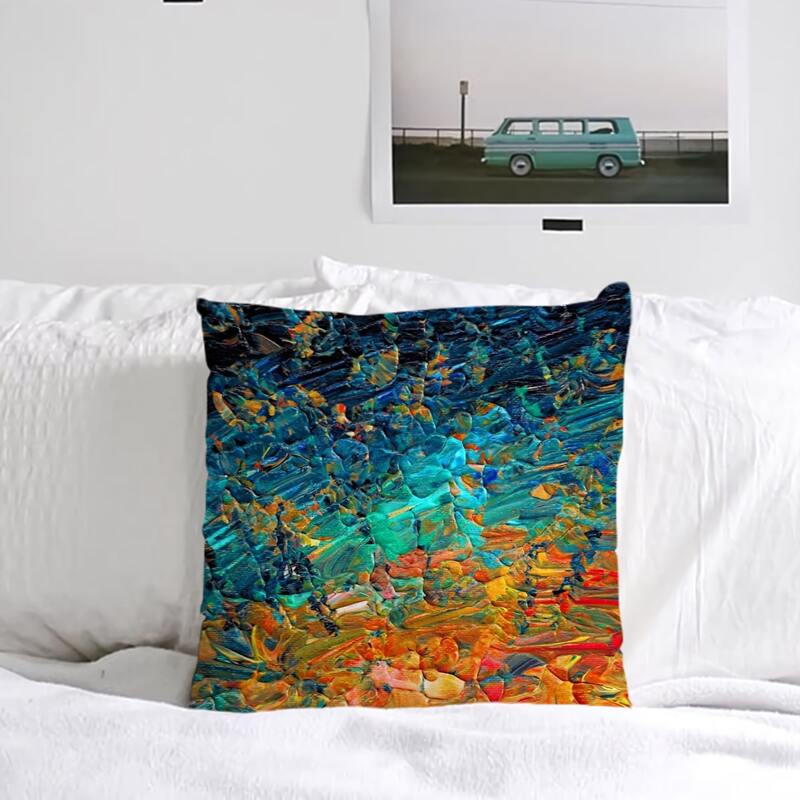 

Oil Painting Pattern Cushion Cover Without Filler, Multicolor