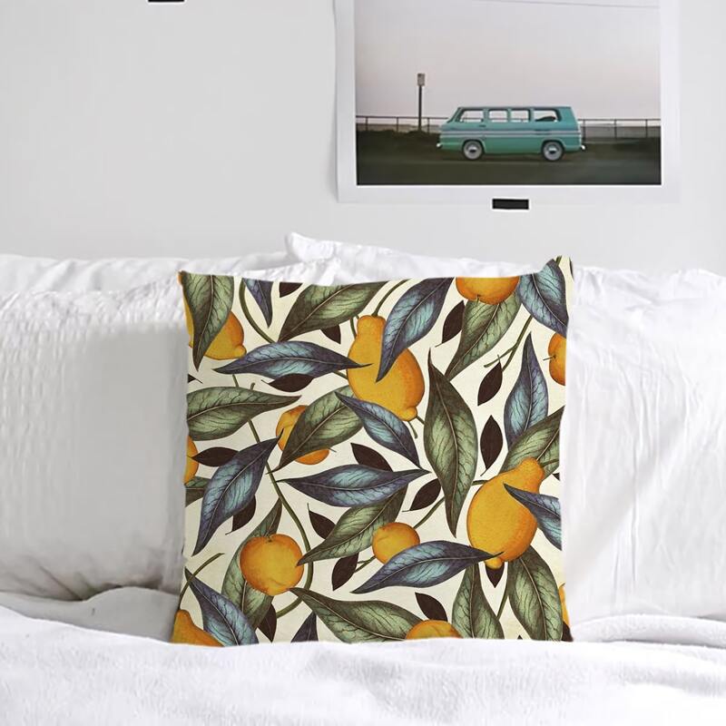 

Lemon Print Cushion Cover Without Filler, Multicolor