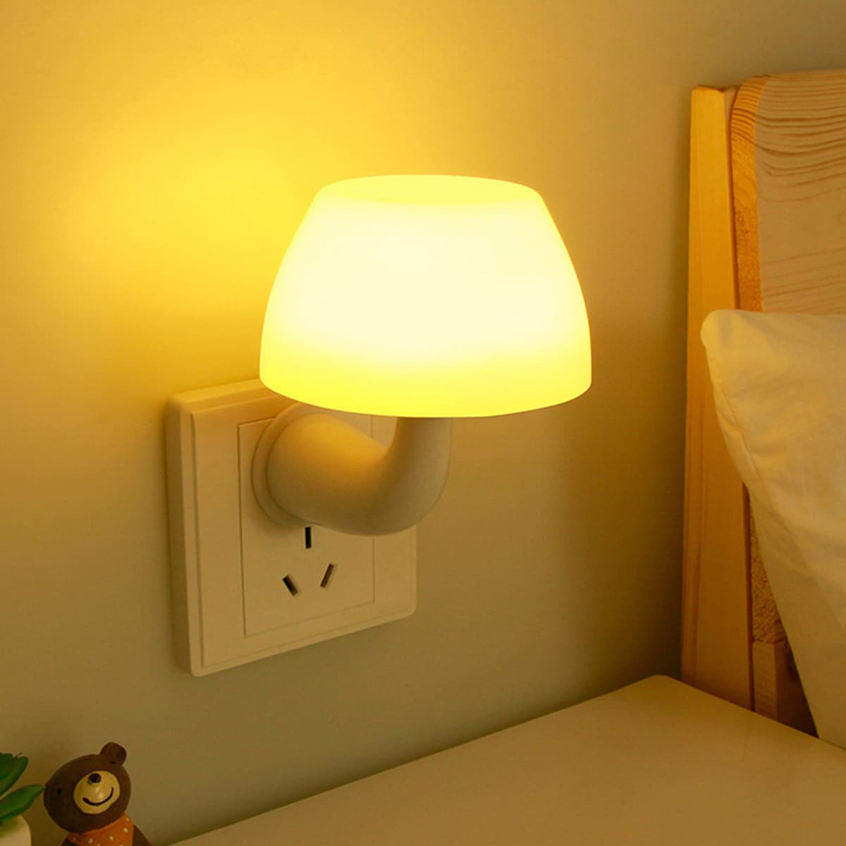 

1pc LED Mushroom Wall Lamp, Yellow