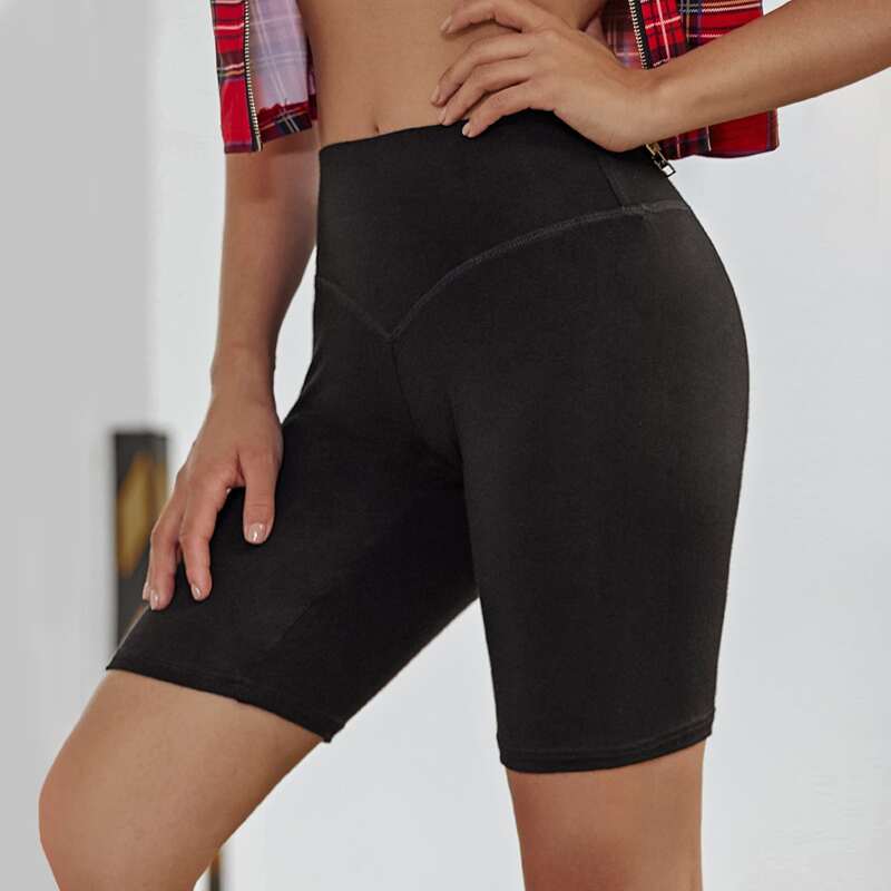 

Wide Waistband Biker Shorts, Black