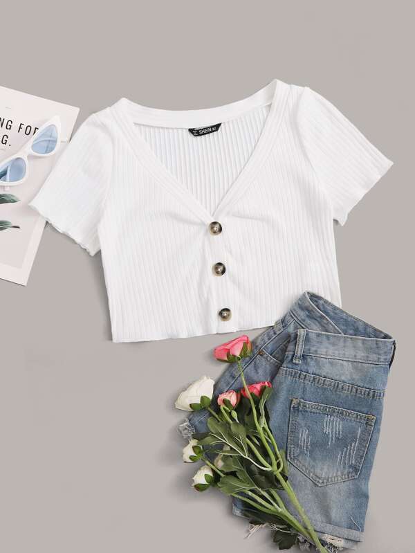 Camiseta corta con botones clearance