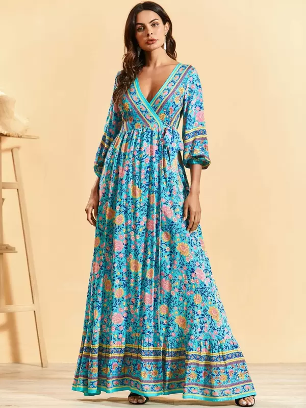 Ditsy Floral Surplice Maxi Dress | SHEIN UK Floral Surplice Maxi Dress