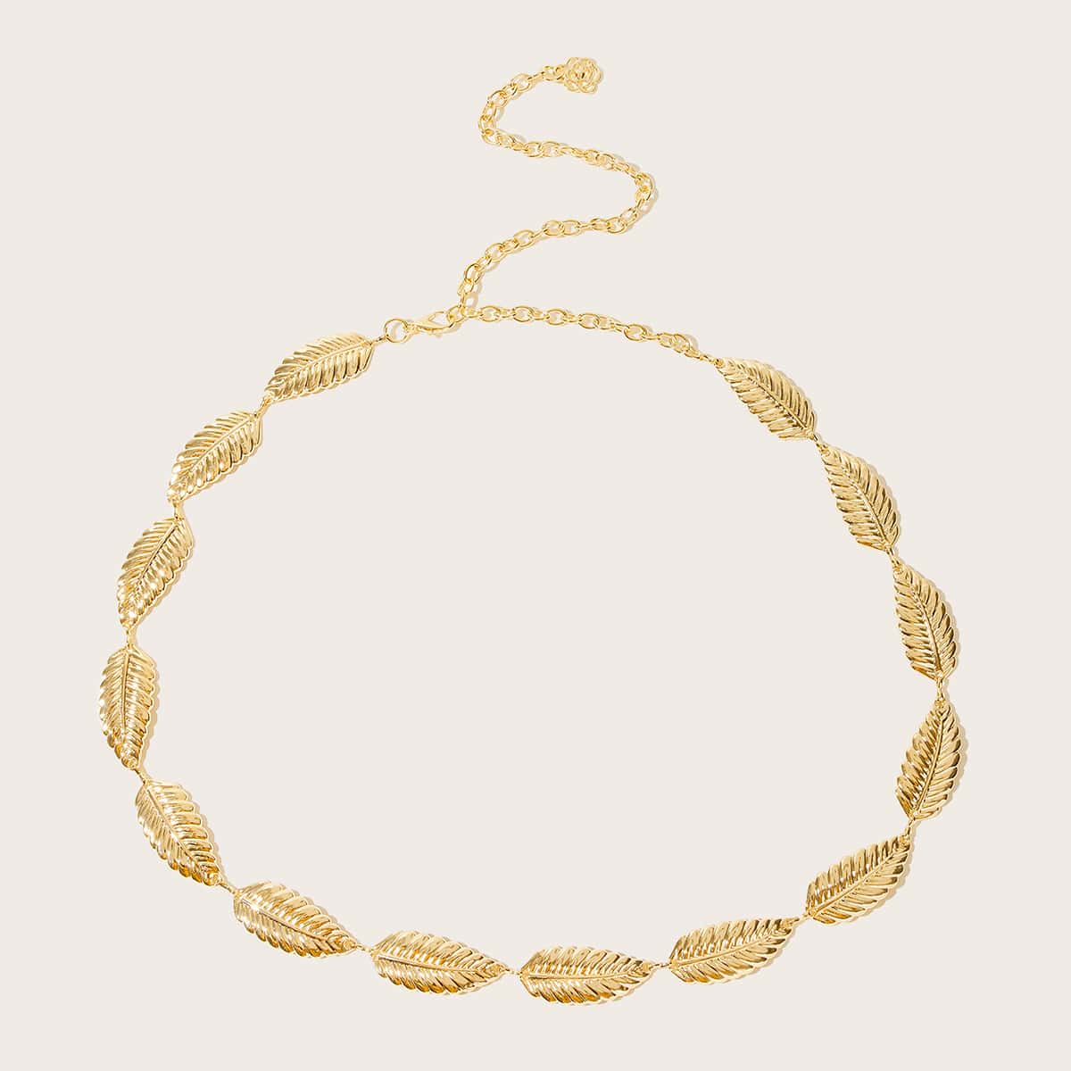 

Metal Leaf Decor Belt, Gold