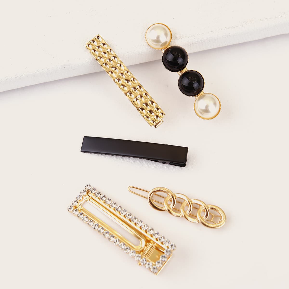 

5pcs Rhinestone Engraved & Faux Pearl Decor Hair Clip, Multicolor