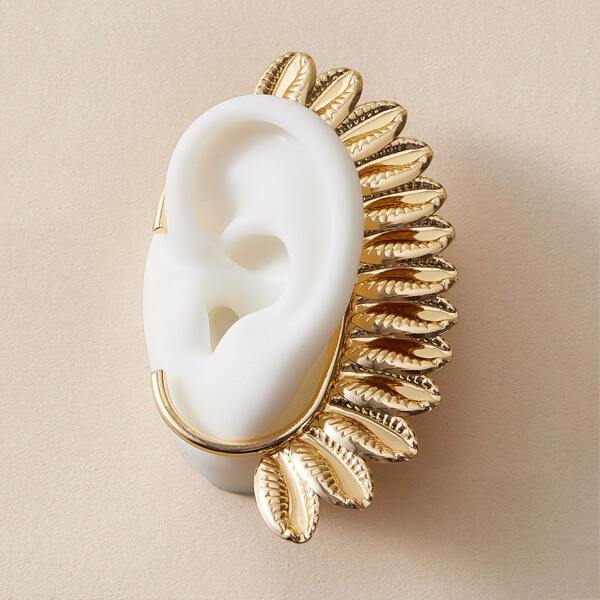 

1pc Leaf Decor Ear Climber, Gold