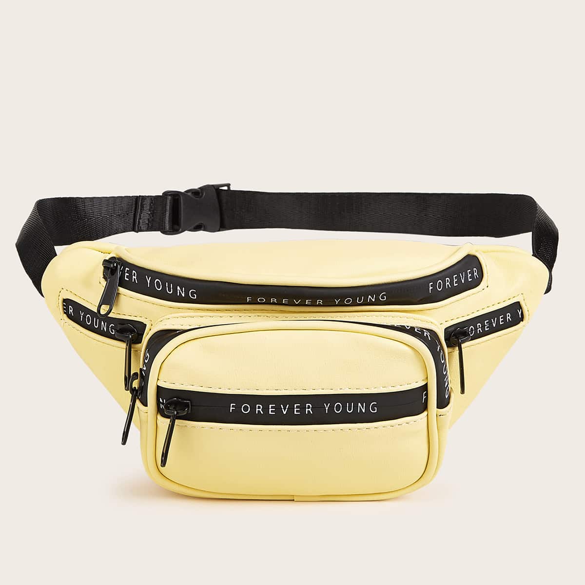 

Letter Graphic Pocket Front Fanny Pack, Yellow