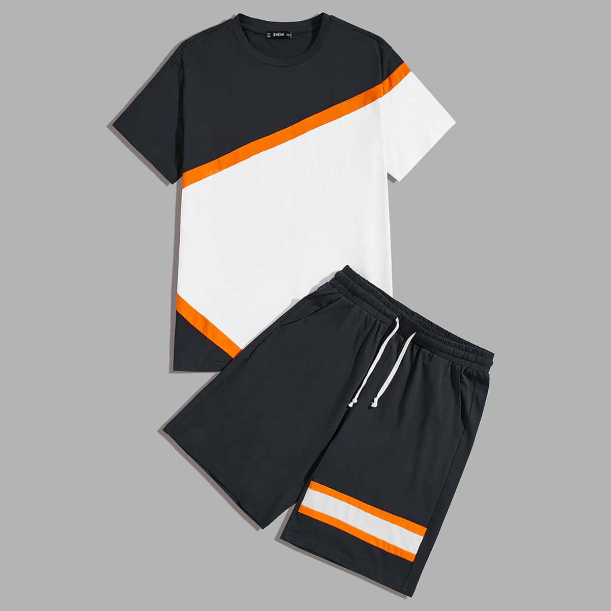 

Guys Colorblock Top & Drawstring Waist Shorts Set, Multicolor