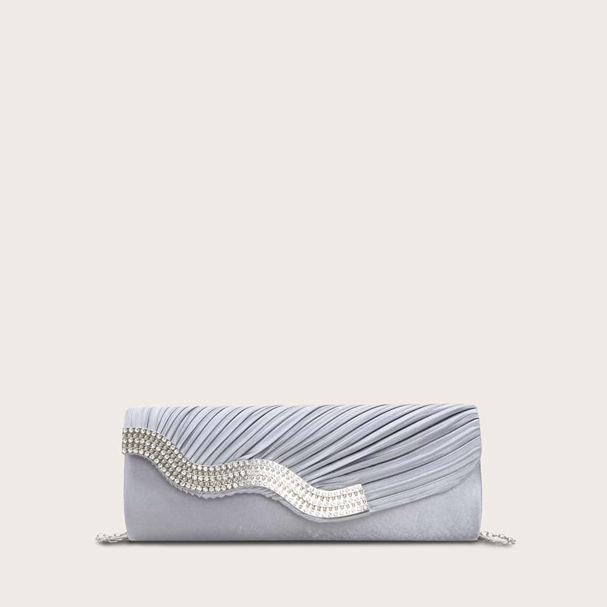 

Rhinestone Decor Clutch Bag, Grey
