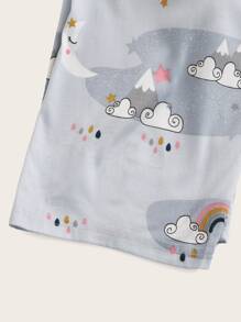 Conjunto de pijama con estampado de dibujos animados con máscara de ojo 3 piezas - Gris - Ver 5