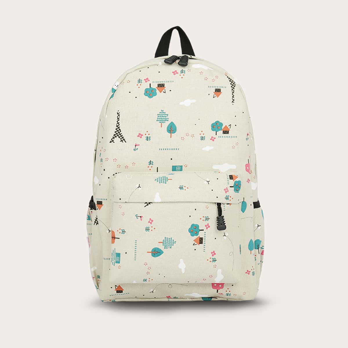 

Plants Graphic Pocket Front Backpack, Multicolor