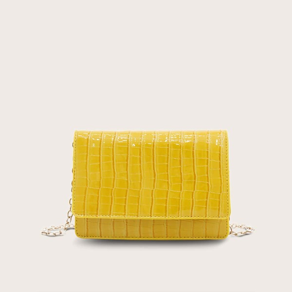 

Croc Embossed Chain Crossbody Bag, Yellow
