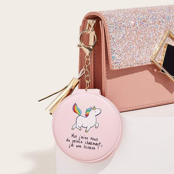 

Cartoon Unicorn Pattern Bag Charm, Pink