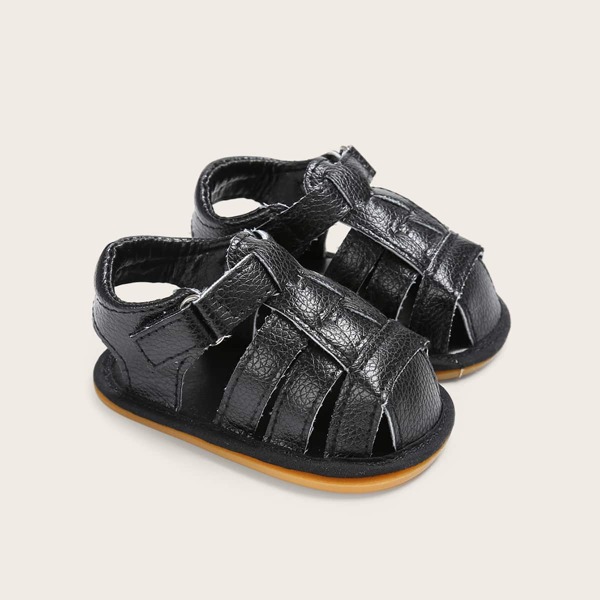 

Baby Girl Cut-out Velcro Strap Sandals, Black