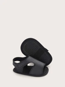 Baby Boy Open Toe Hook-and-loop Fastener quai dép - màu đen - Xem 5