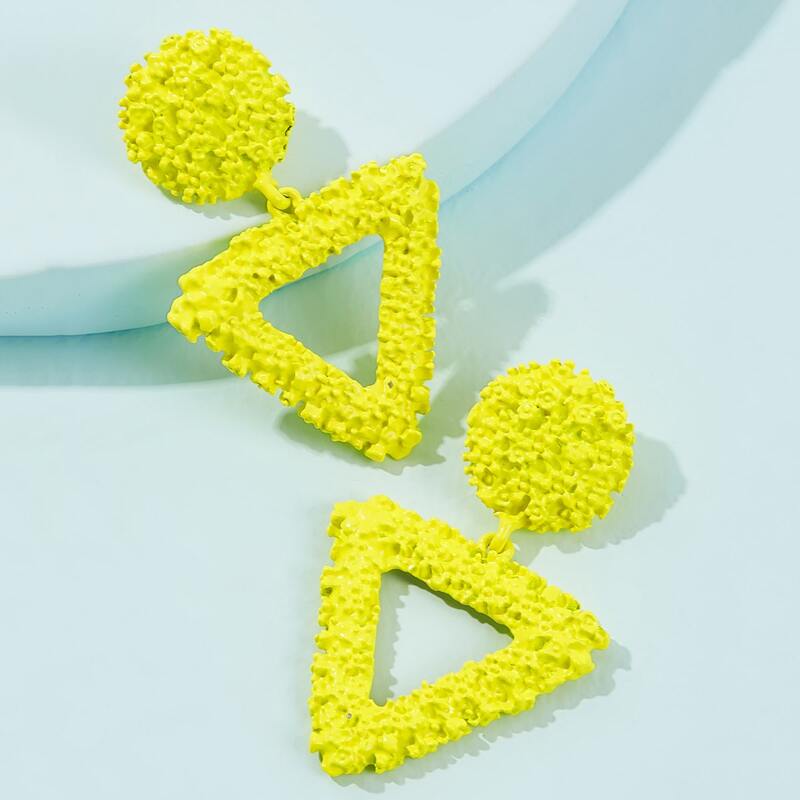 

1pair Hollow Out Geometric Drop Earrings, Bright