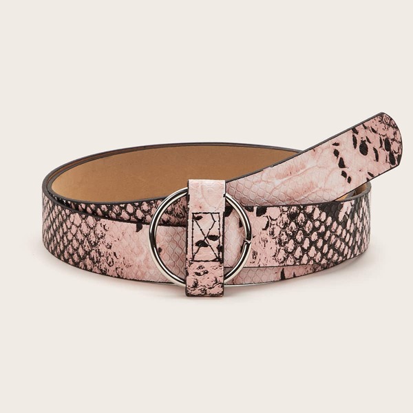 

Snakeskin Print PU Buckle Belt, Multicolor