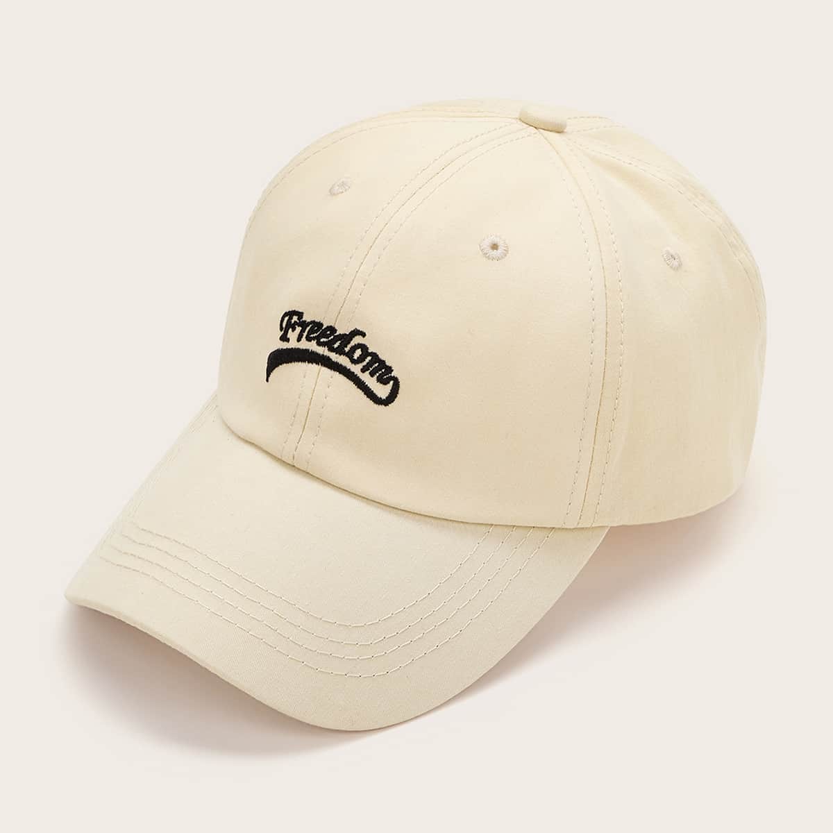 

Letter Embroidered Baseball Cap, Beige