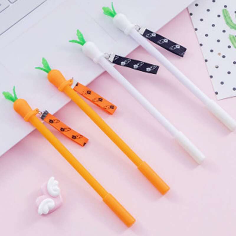 

4pcs Carrot Decor Gel Pen, Black