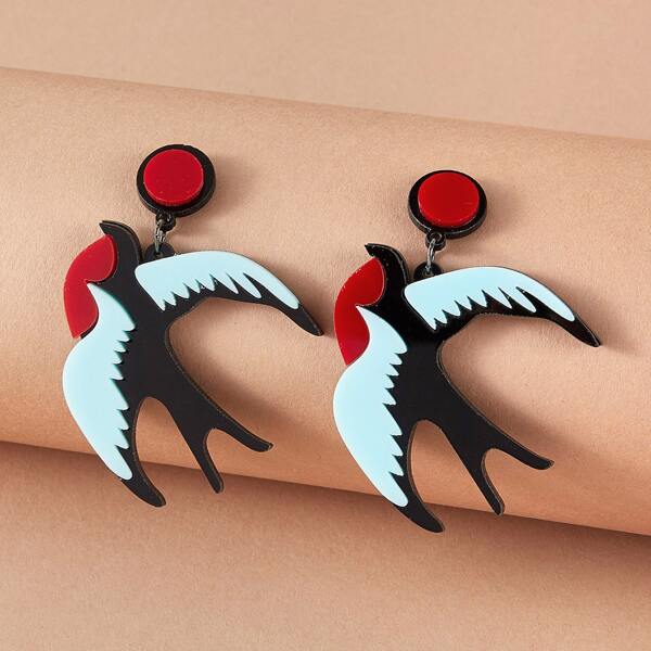 

1pair Swallow Decor Drop Earrings, Multicolor