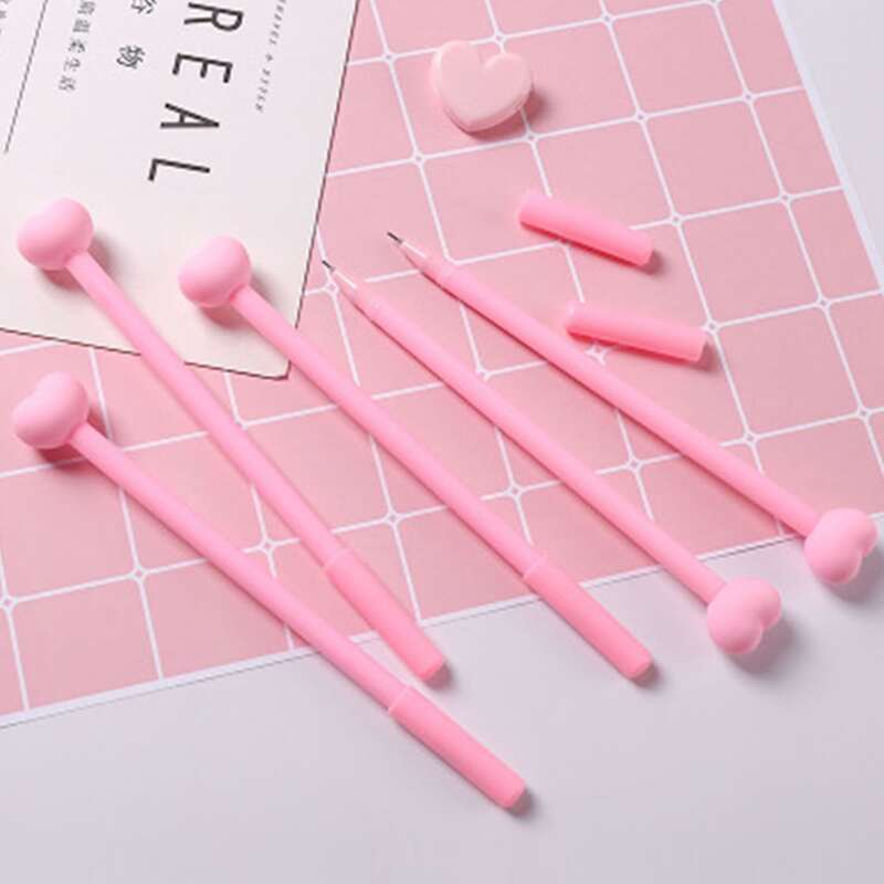 4pcs Pink Heart Decor Gel Pen