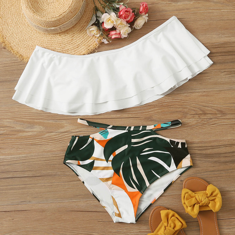 

Tropical Flounce Bardot Bikini Swimsuit, Multicolor