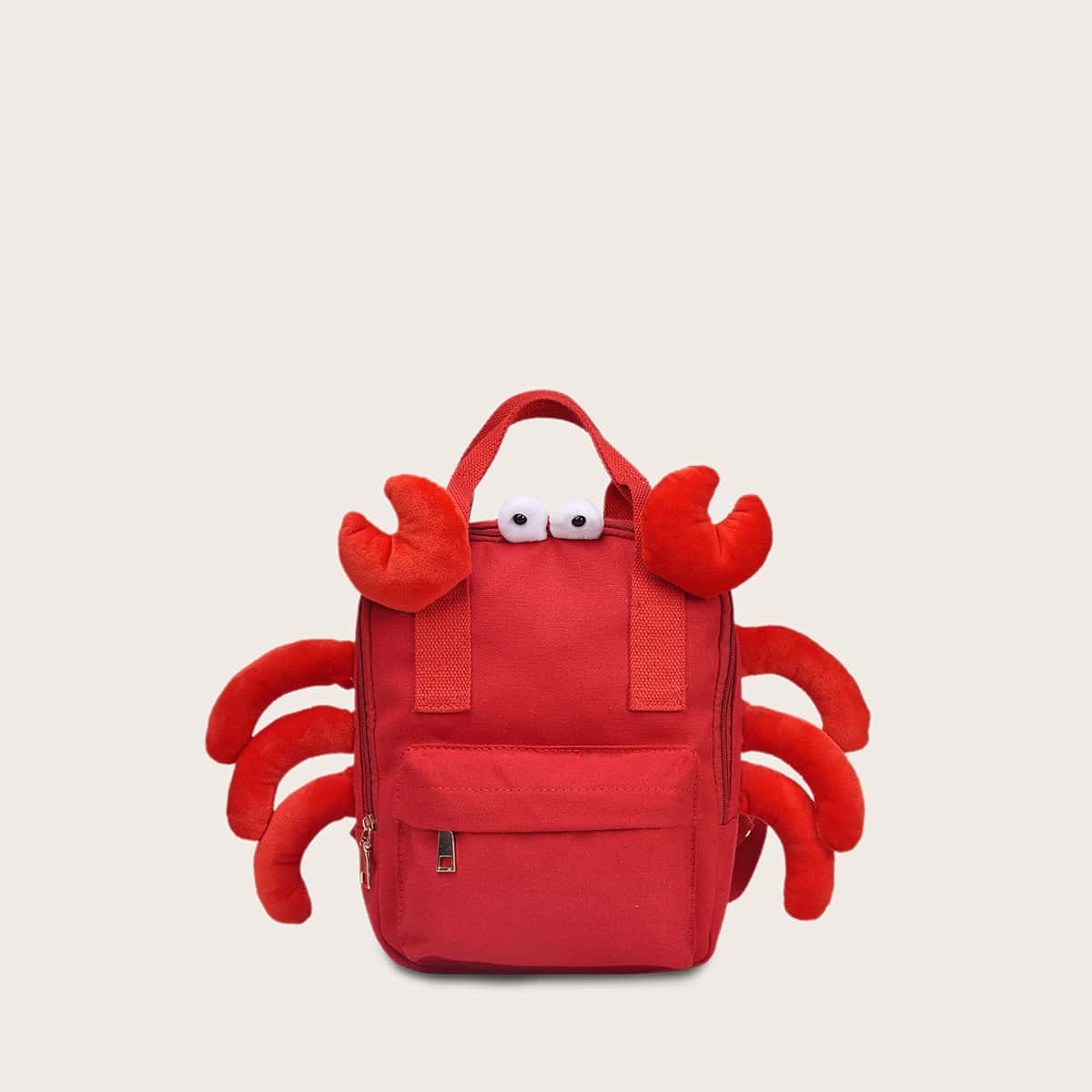

Cartoon Graphic Pocket Front Backpack, Red