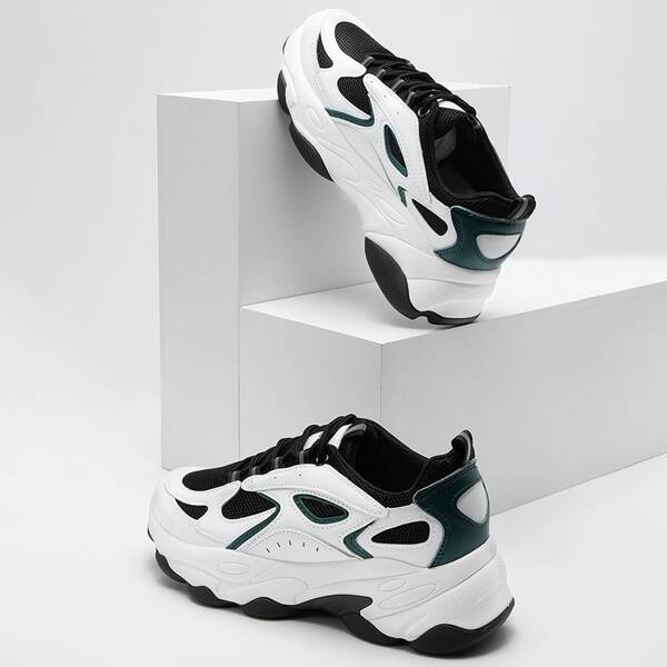 

Lace-up Front Chunky Sneakers, White