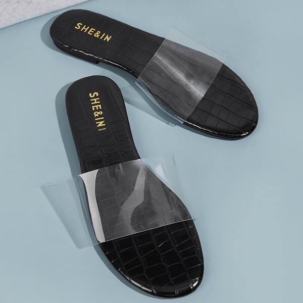 

Croc Embossed Clear Sliders