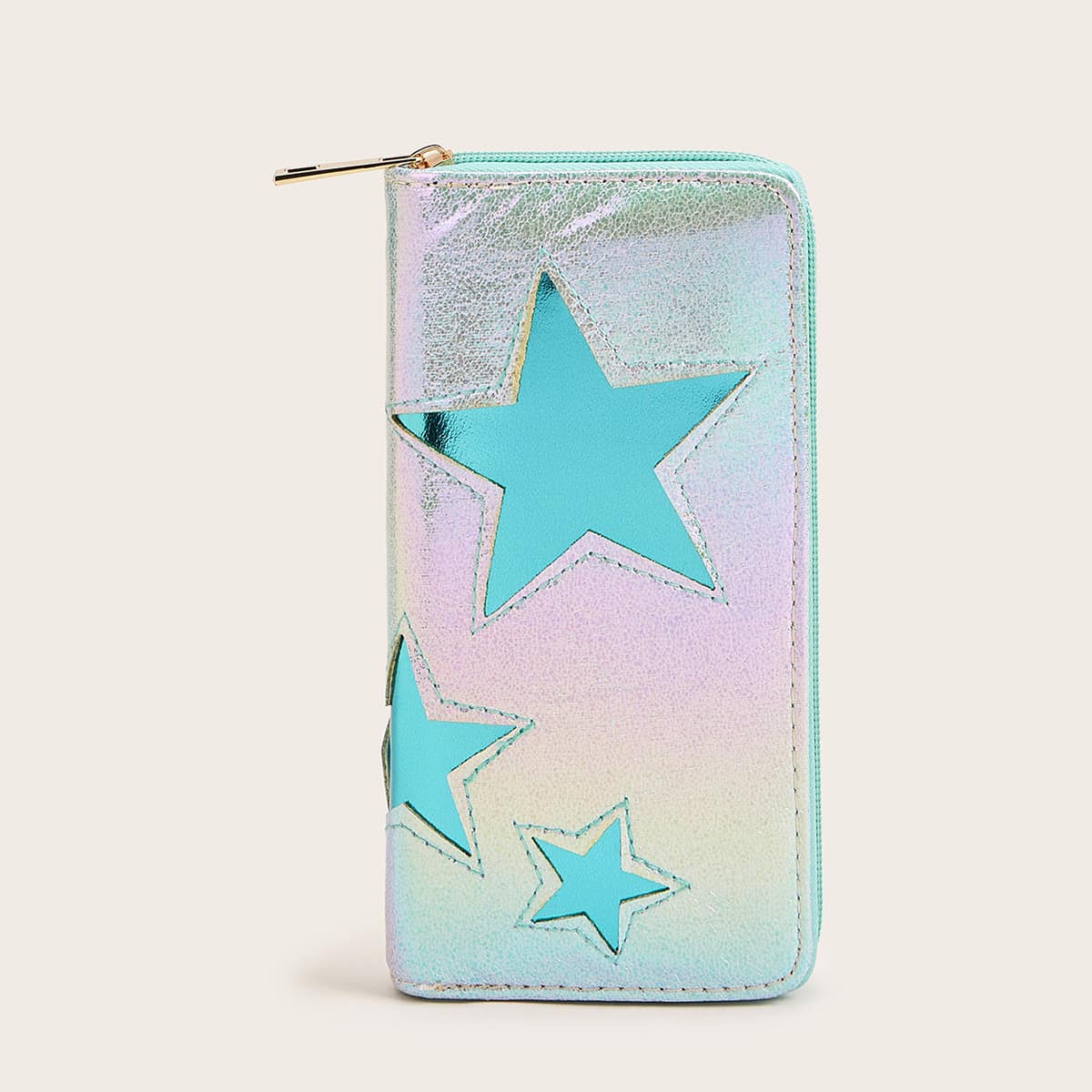 

Star Pattern Zipper Around Purse, Multicolor