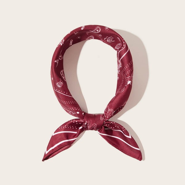 

Paisley Pattern Satin Bandana, Red