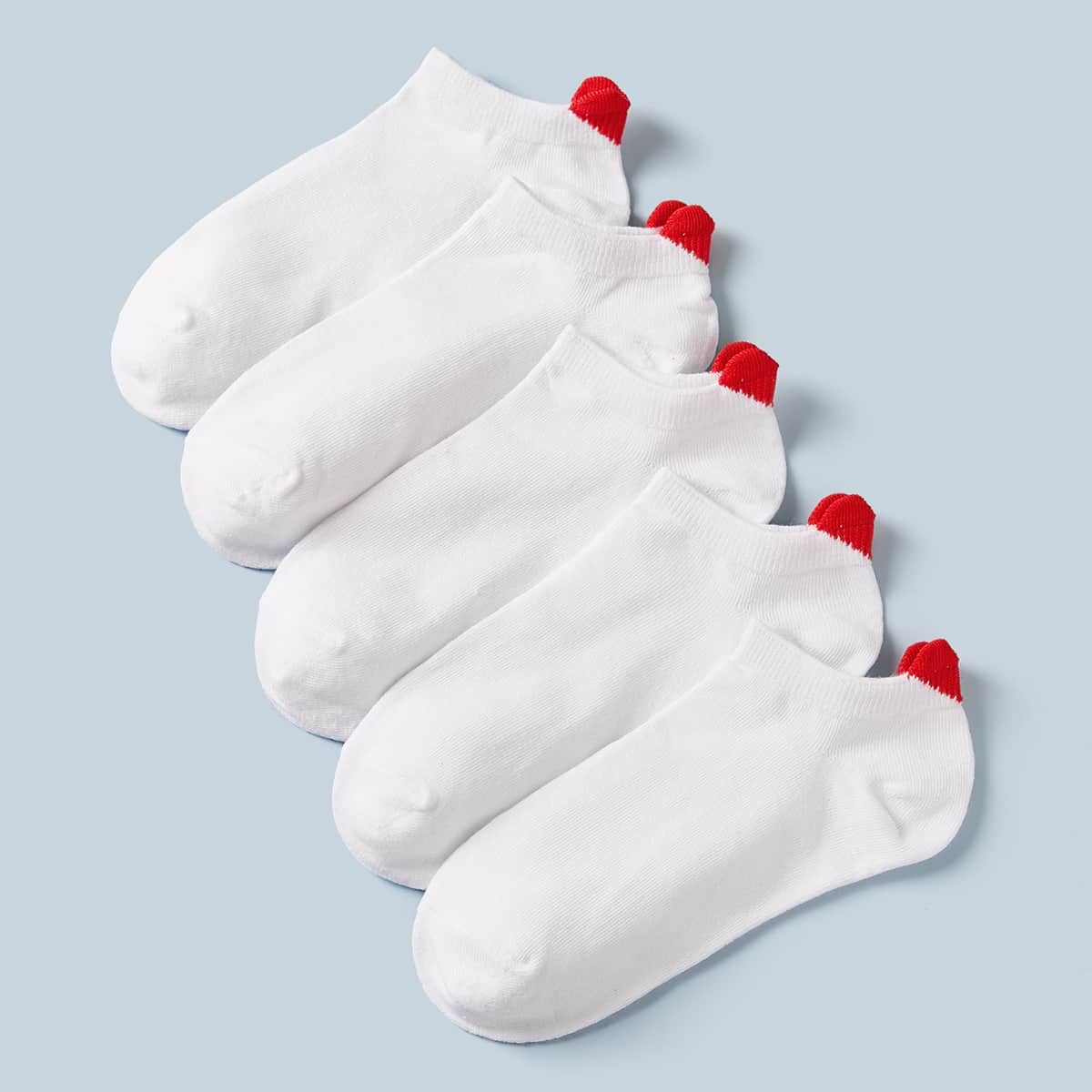 

5pairs Heart Pattern Ankle Socks, White