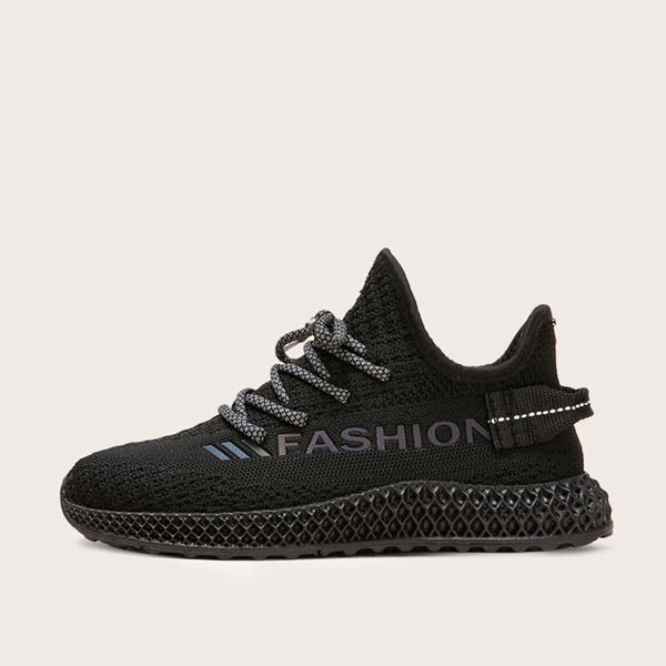 

Lace-up Front Letter Graphic Sneakers, Black