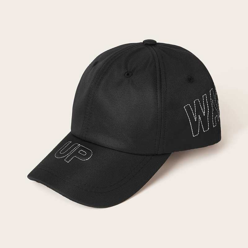 

Letter Embroidered Baseball Cap, Black