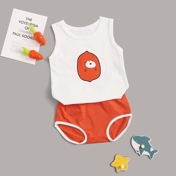 

Шорты и топ с мультяшным принтом для мальчиков, Многоцветный