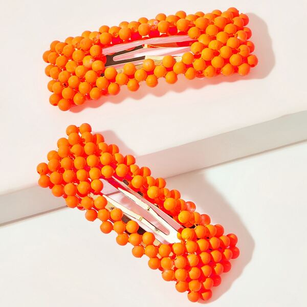 

Зажим для волос с декором шара 2шт, Оранжевые