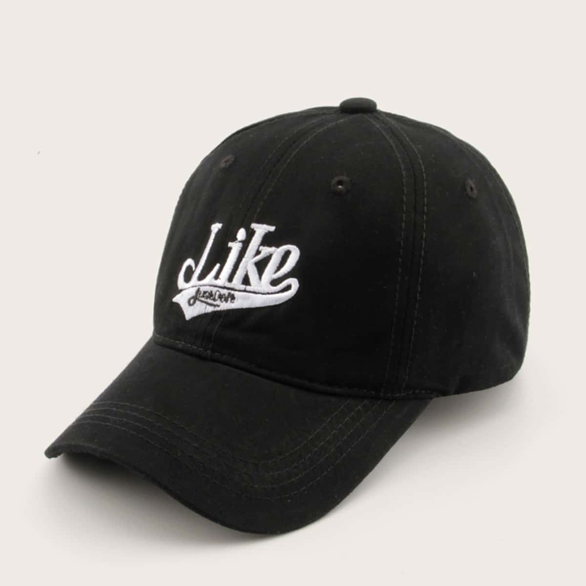 

Letter Embroidered Baseball Cap, Black