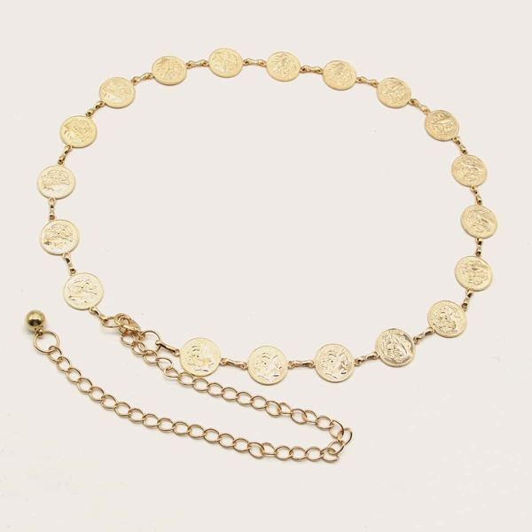 

Figure Coin Decor Chain Belt, Gold