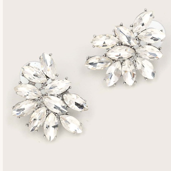 

1pair Rhinestone Decor Stud Earrings, White