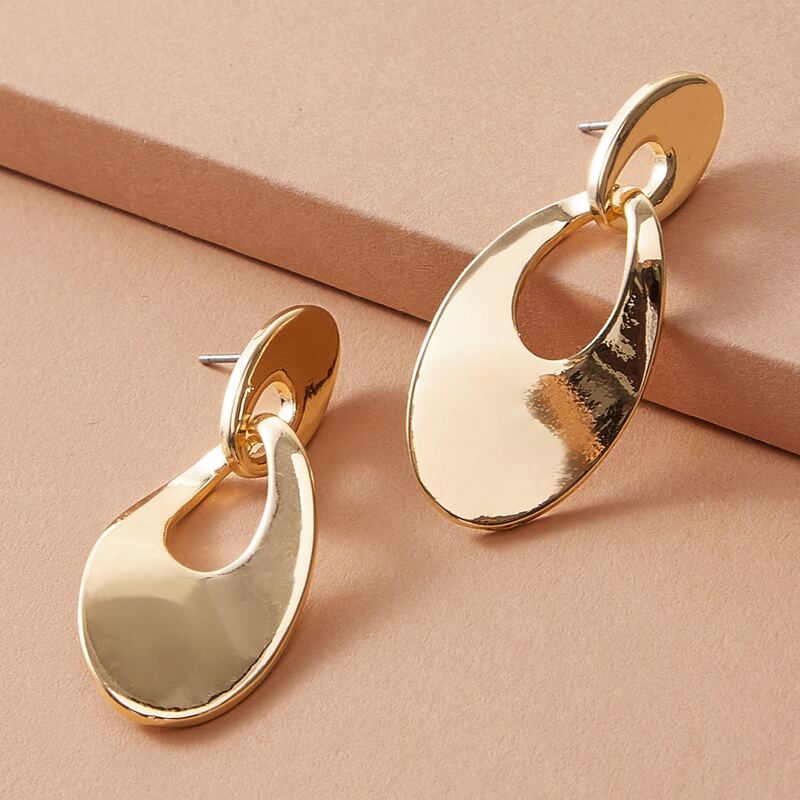 

1pair Hollow Out Geometric Drop Earrings, Gold