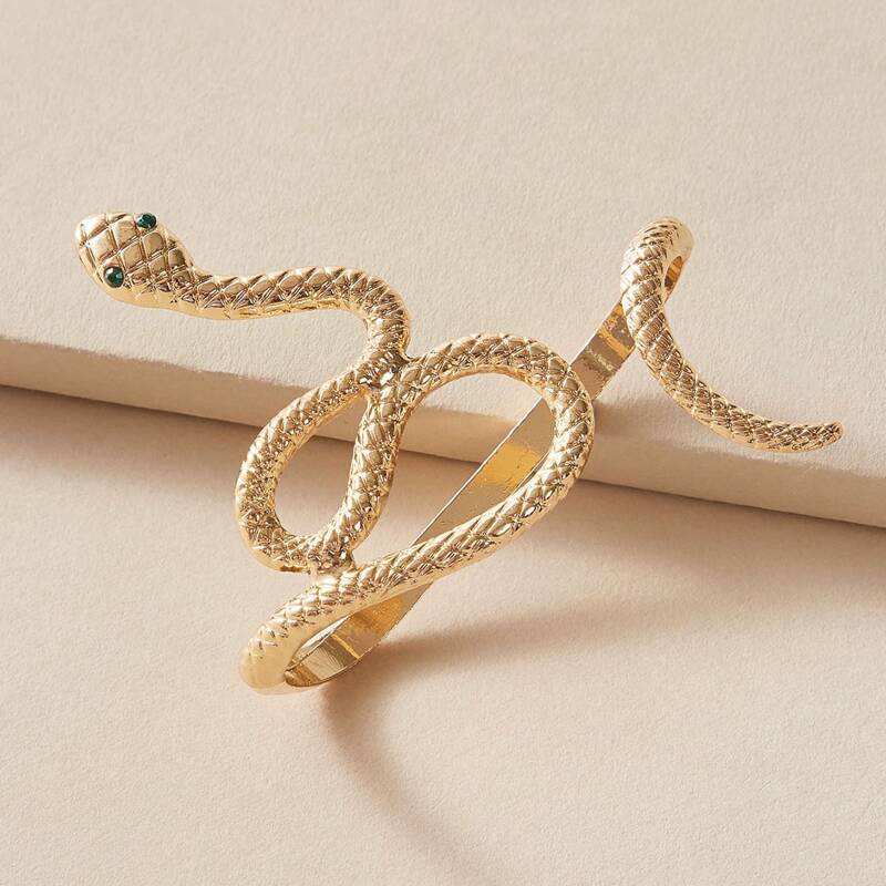 

1pc Serpentine Cuff Bracelet, Gold