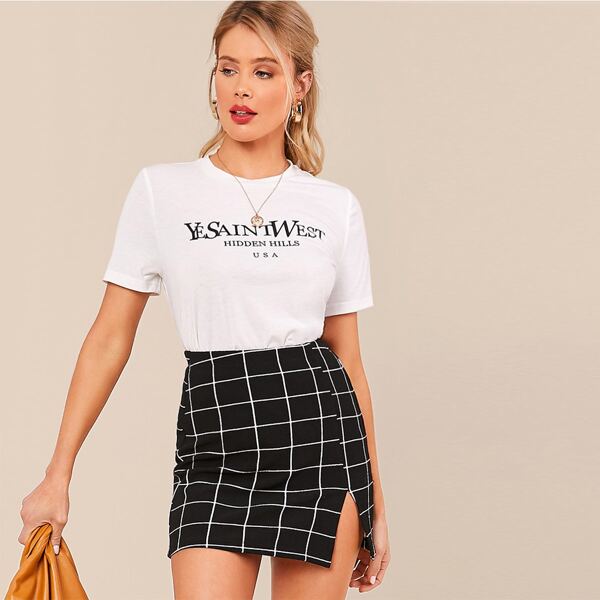 

Slogan Graphic Short Sleeve Top, White